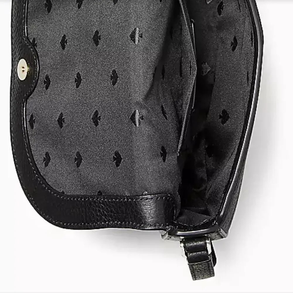 Kate Spade Leila leather black mini flap crossbody bag. NWT & original packaging